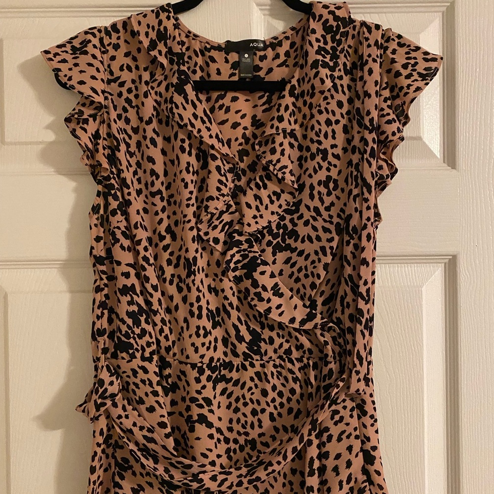 Aqua Large Pink and Black Leopard Blouse